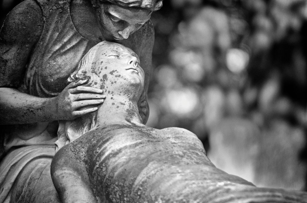 Black and white photo of death